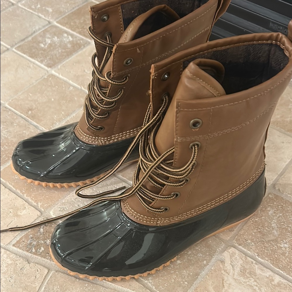 Brown and Black Duck Boots